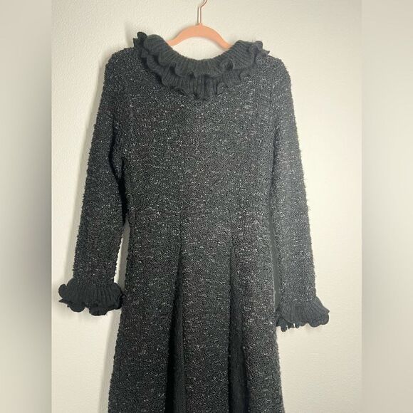 Patrizia Luca Milano Boucle Ruffle Button Down Cardigan Sweater Size M Black - Picture 7 of 16